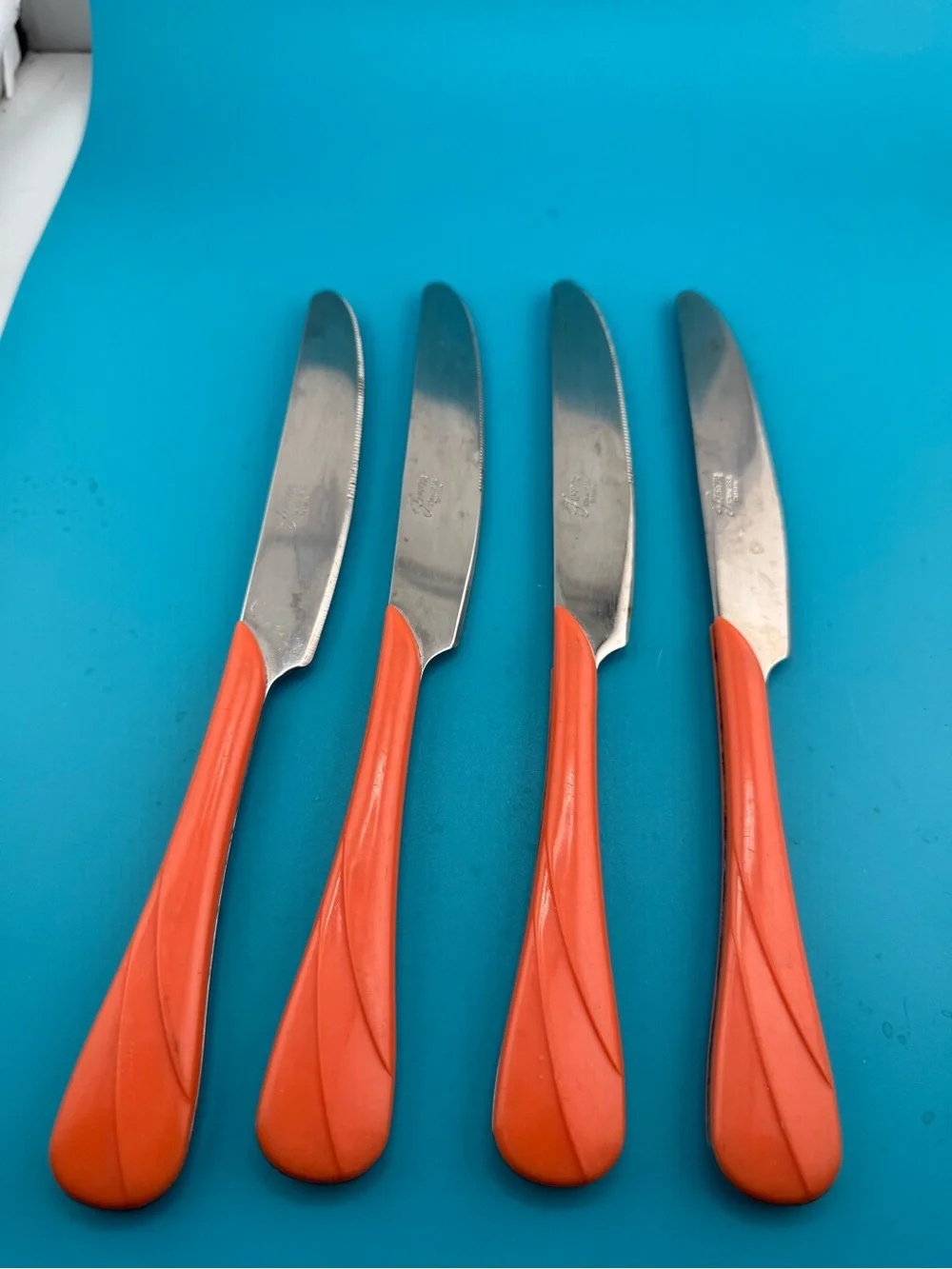Vintage Fiesta Coral Orange Knives Set of 4 Taiwan